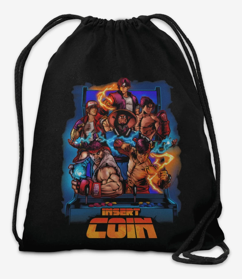 Mochila Negro de Insert Coin Fighters