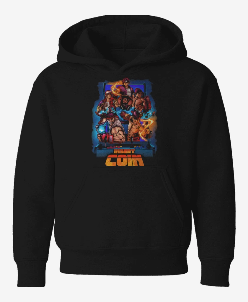Poleron de niño Negro de Insert Coin Fighters