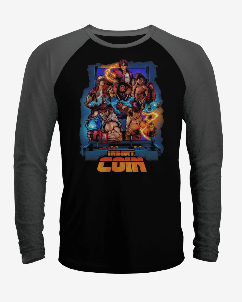Polera Raglan Insert Coin Fighters
