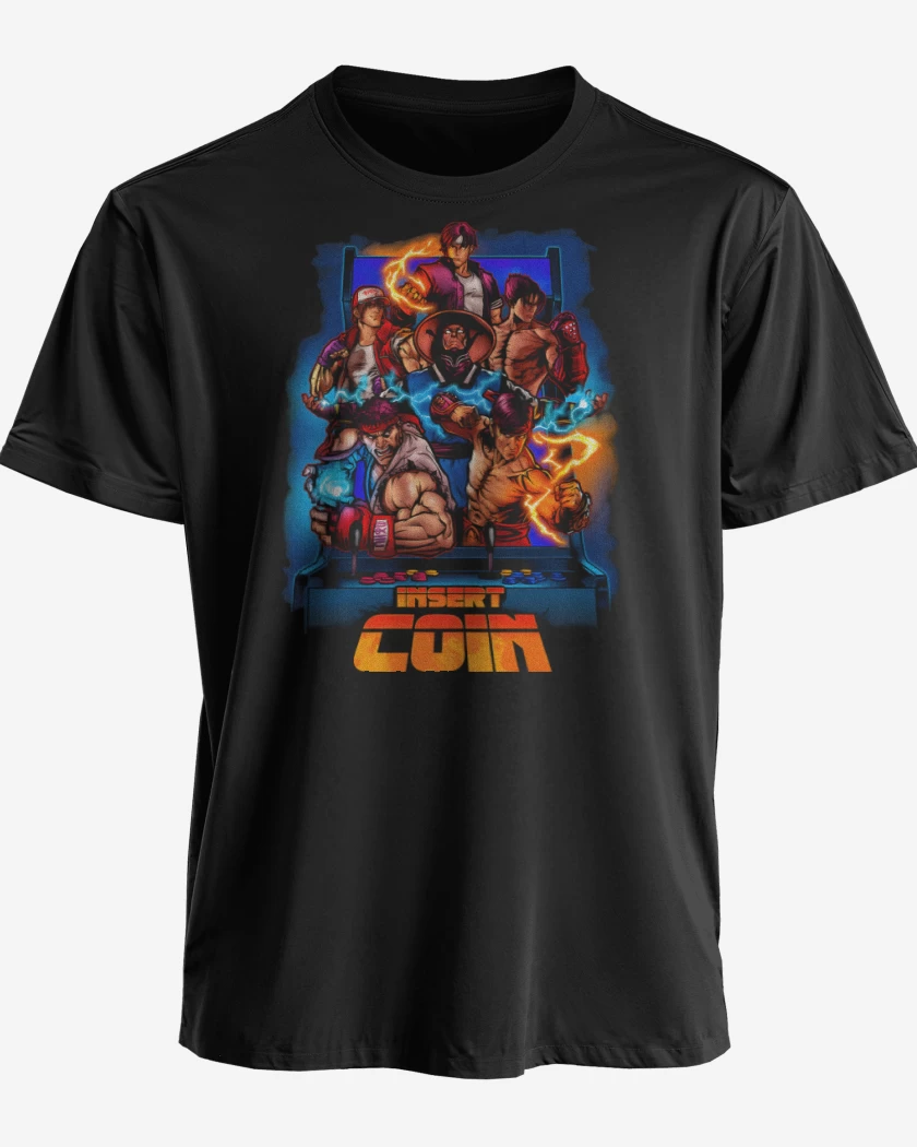 Polera premium Negro de Insert Coin Fighters