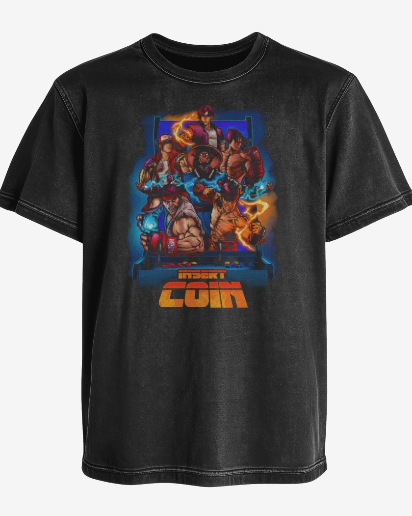 Polera desgastada Insert Coin Fighters