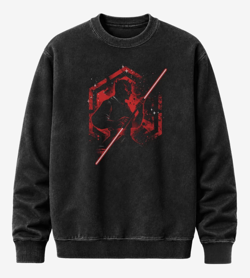 Poleron Polo Acid Wash Negro de Sith de Doble Oscuridad