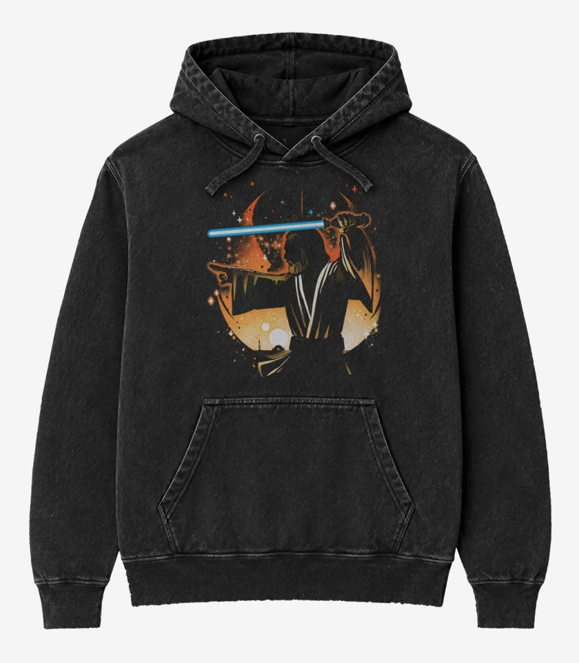 Poleron Canguro Acid Wash Negro de La Única Esperanza