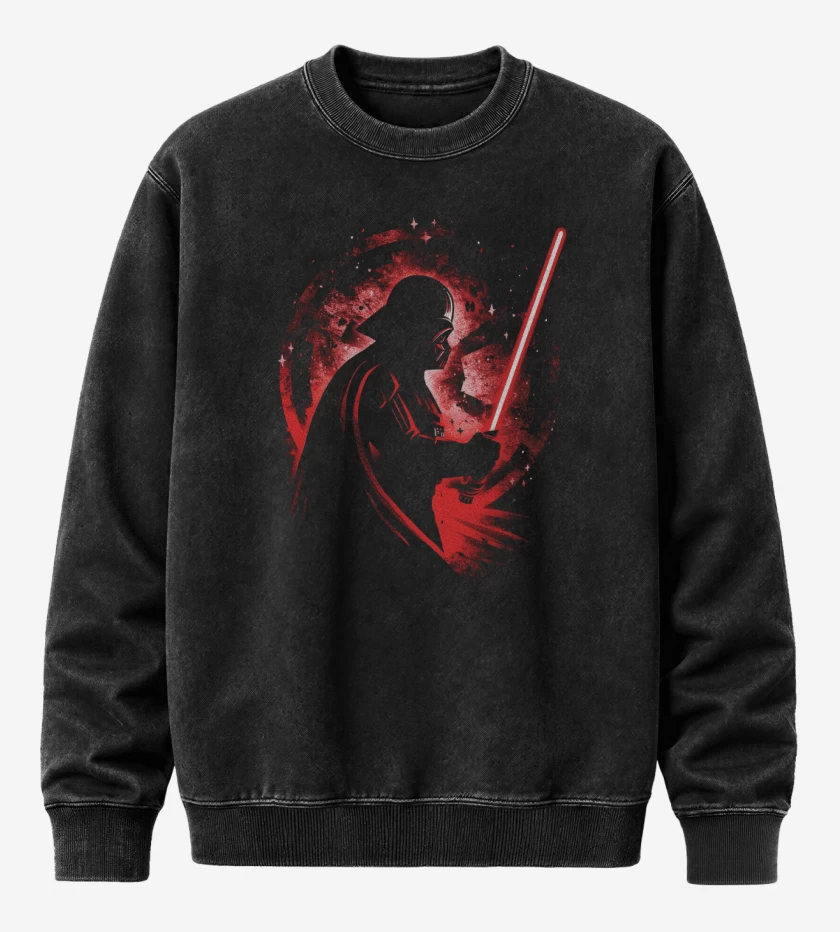 Poleron Polo Acid Wash Negro de El Poder del Lado Oscuro