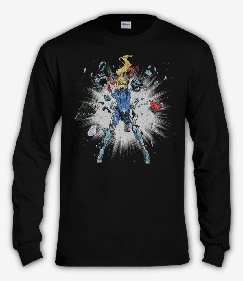 Polera manga larga Negro de Samus Explosiva