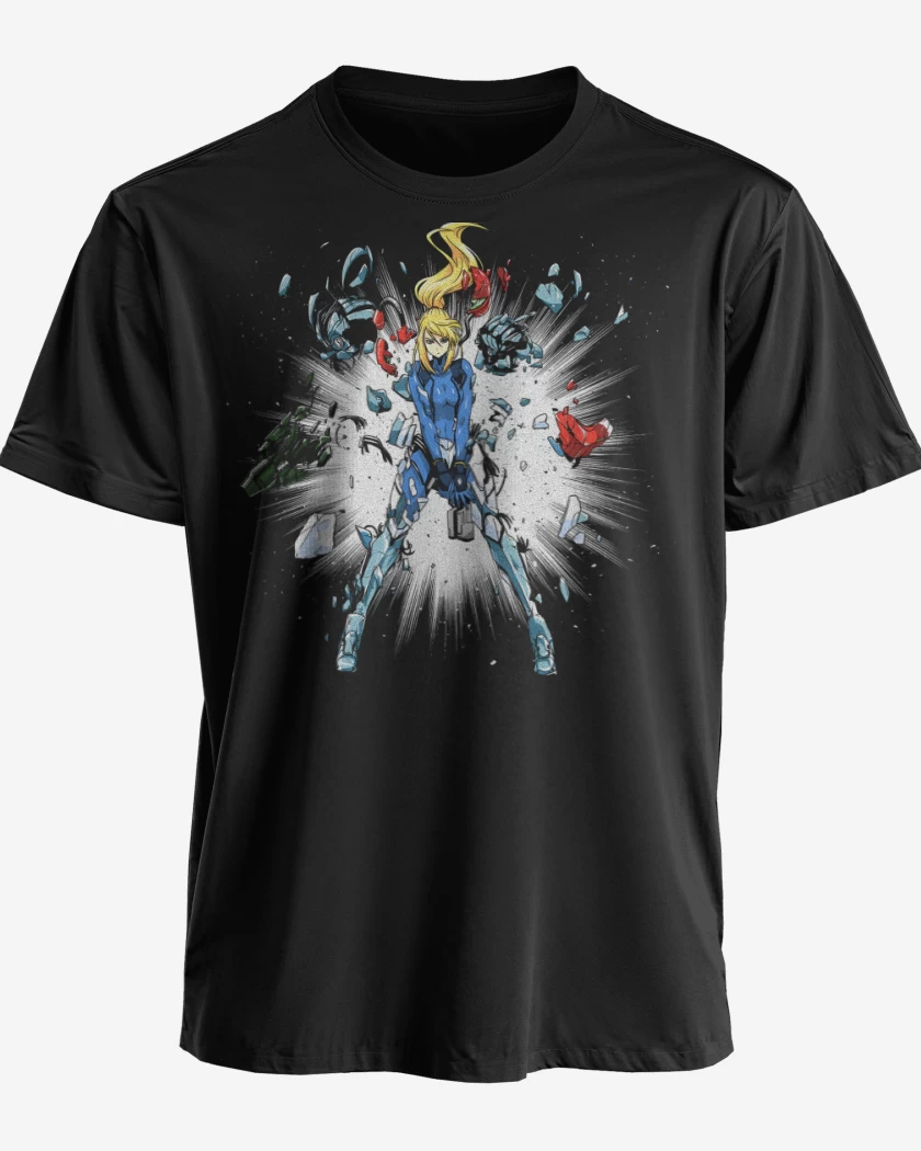 Polera premium Negro de Samus Explosiva