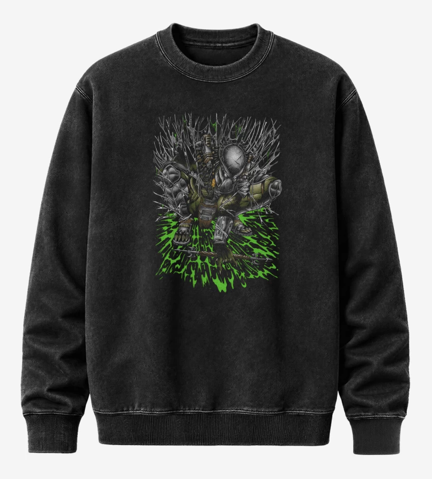 Poleron Polo Acid Wash Negro de Cazador de Humanos