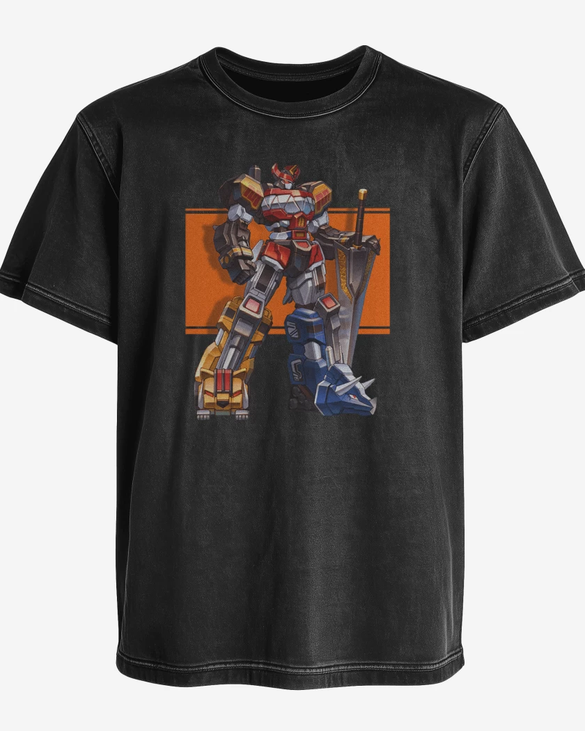 Polera desgastada Negro de Megazord