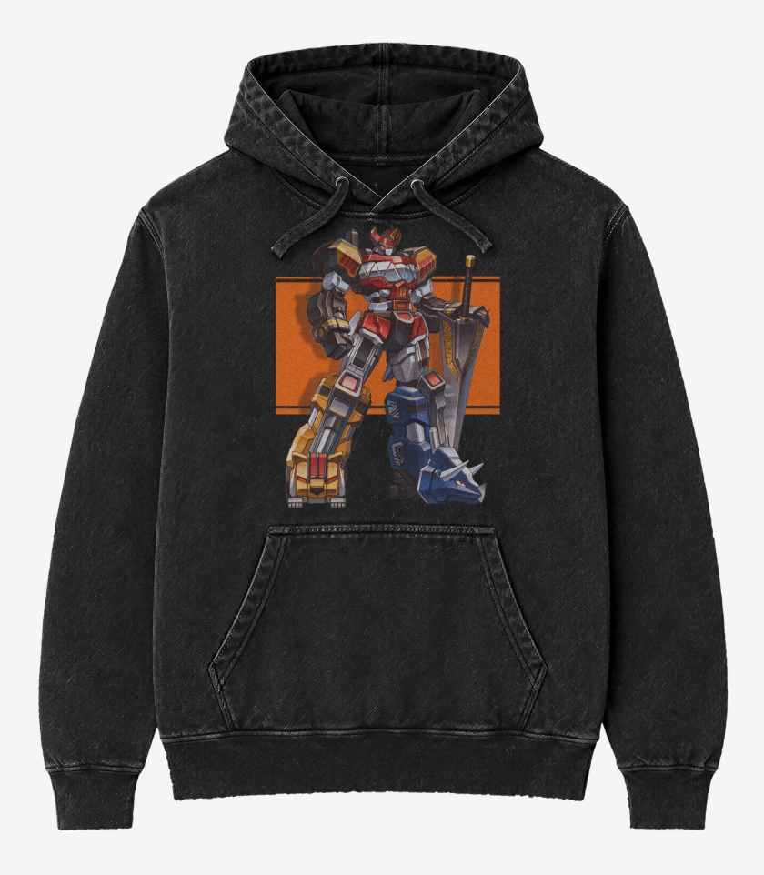 Poleron Canguro Acid Wash Negro de Megazord