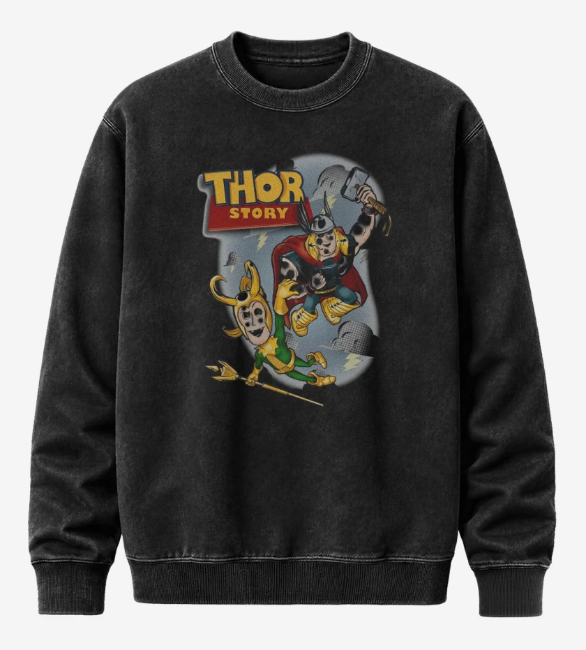 Poleron Polo Acid Wash Negro de Thor Story