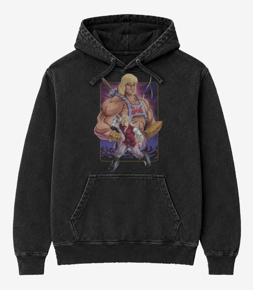 Poleron Canguro Acid Wash Negro de Gigante del Universo