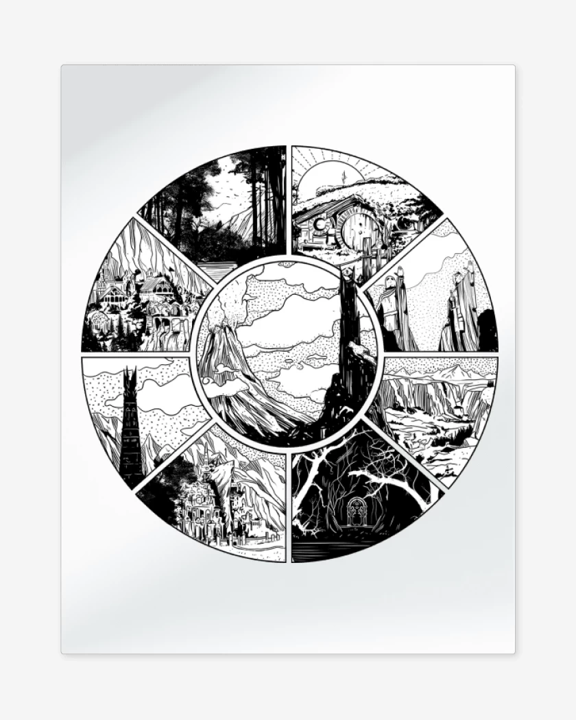 Print metalico Blanco de La Tierra Media
