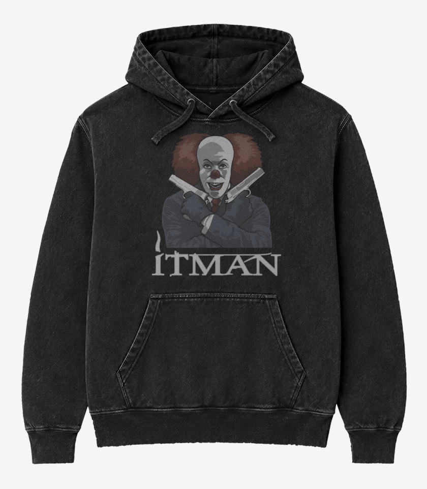 Poleron Canguro Acid Wash Negro de Itman