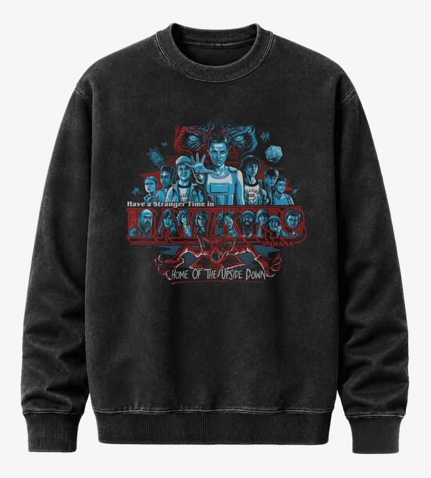 Poleron Polo Acid Wash Negro de Stranger Hawkins