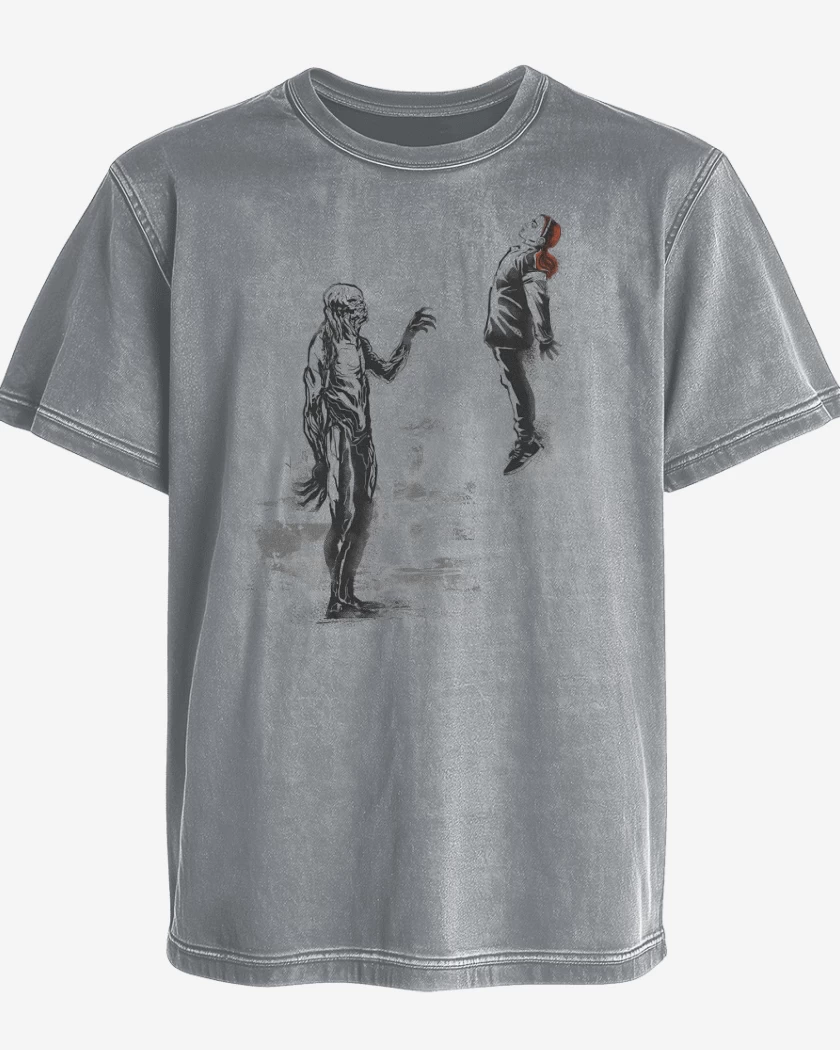 Polera desgastada Gris Melange de Muro de Vecna