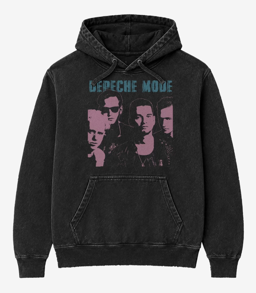 Poleron Canguro Acid Wash Negro de Depeche Mode