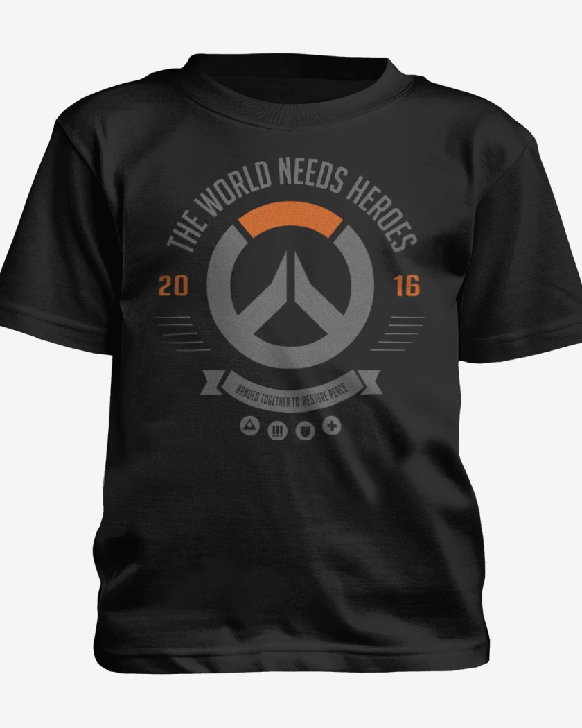 Polera de niño Negro de The world needs heroes