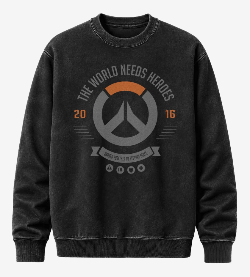 Poleron Polo Acid Wash Negro de The world needs heroes