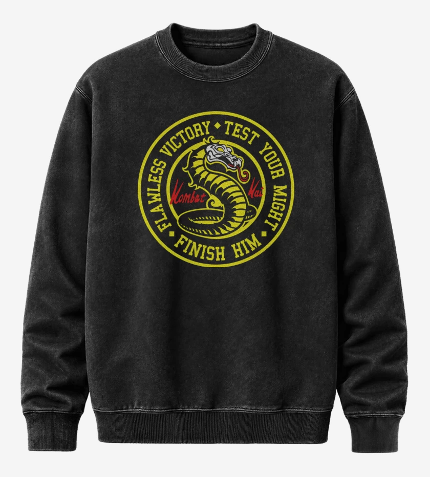 Poleron Polo Acid Wash Negro de Kombat Kai
