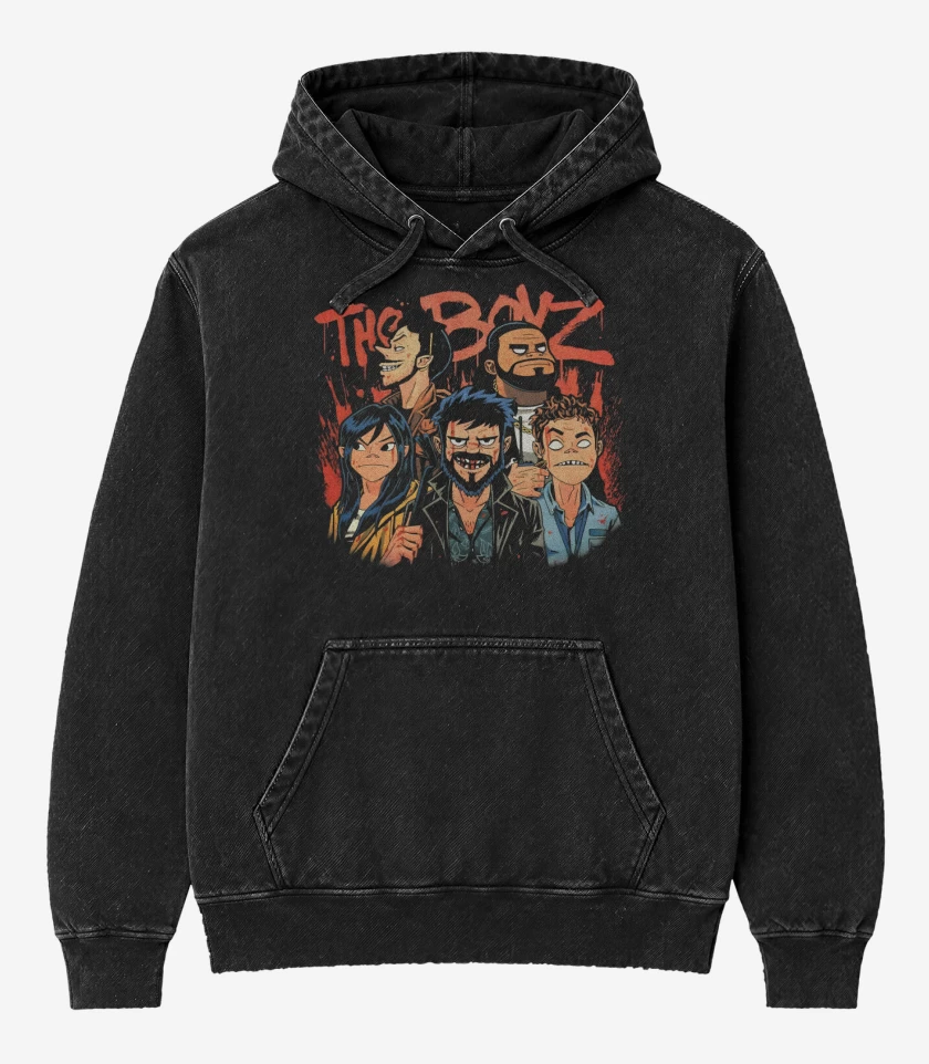 Poleron Canguro Acid Wash Negro de The Boyz