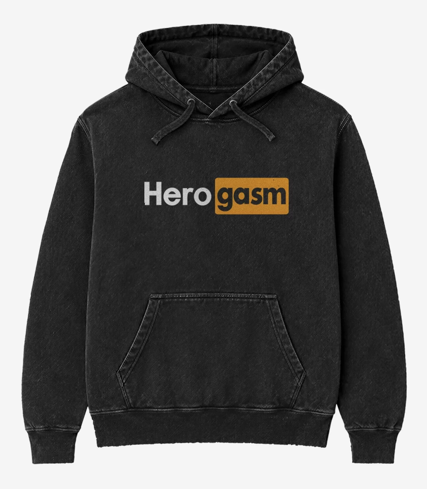 Poleron Canguro Acid Wash Negro de Herogasm