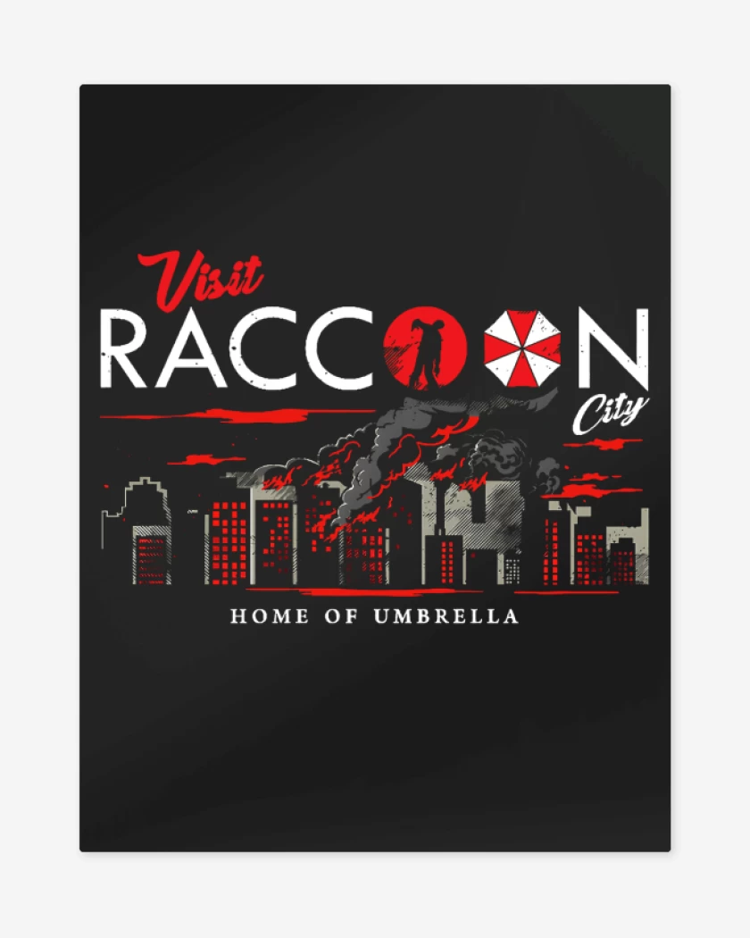Print metalico Negro de Visit Racoon city