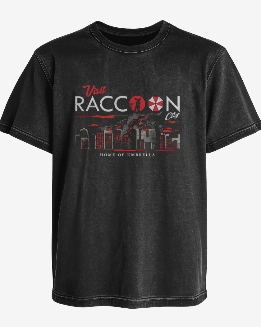 Polera desgastada Visit Racoon city