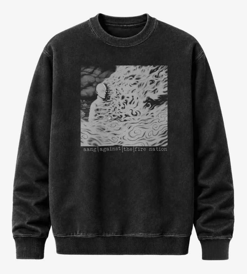 Poleron Polo Acid Wash Negro de Aang against the machine