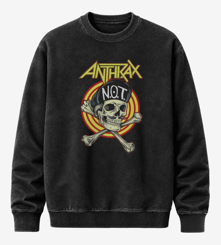 Poleron Polo Acid Wash Negro de Anthrax NOT