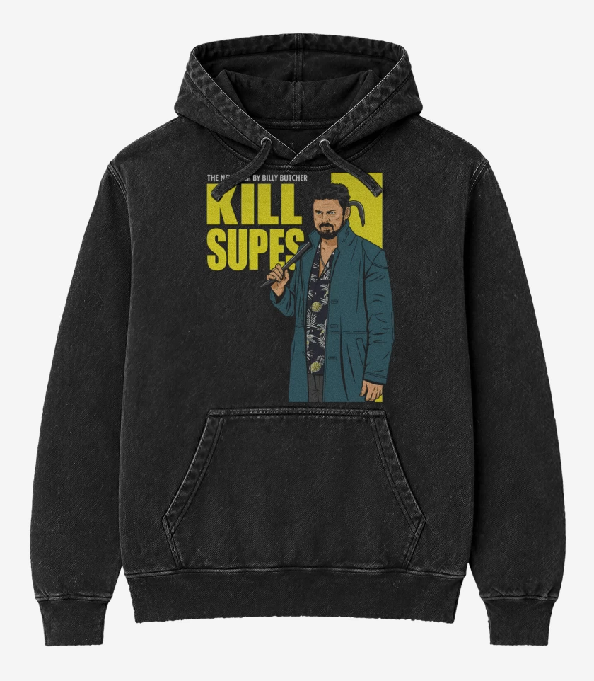 Poleron Canguro Acid Wash Negro de Kill Supes