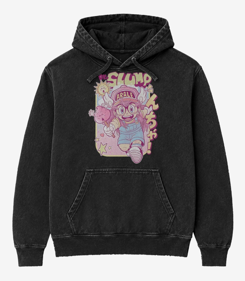 Poleron Canguro Acid Wash Negro de Arale Slump