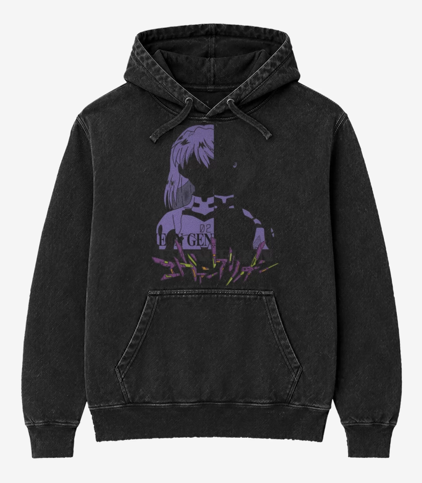 Poleron Canguro Acid Wash Negro de 00 - 02