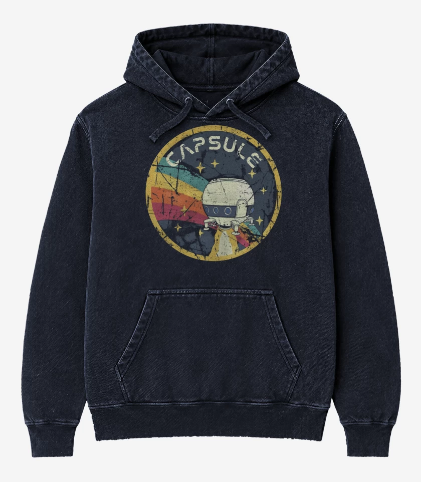 Poleron Canguro Acid Wash Azul Marino de Capsule