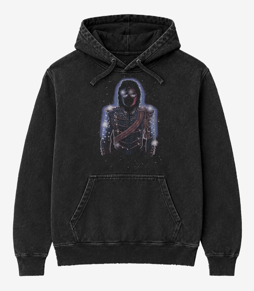 Poleron Canguro Acid Wash Negro de Jackson Moonwalk