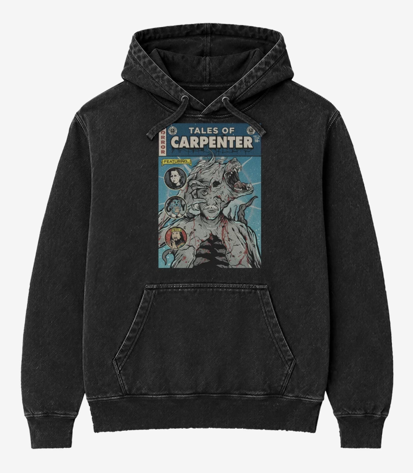 Poleron Canguro Acid Wash Negro de Cuentos de Carpenter