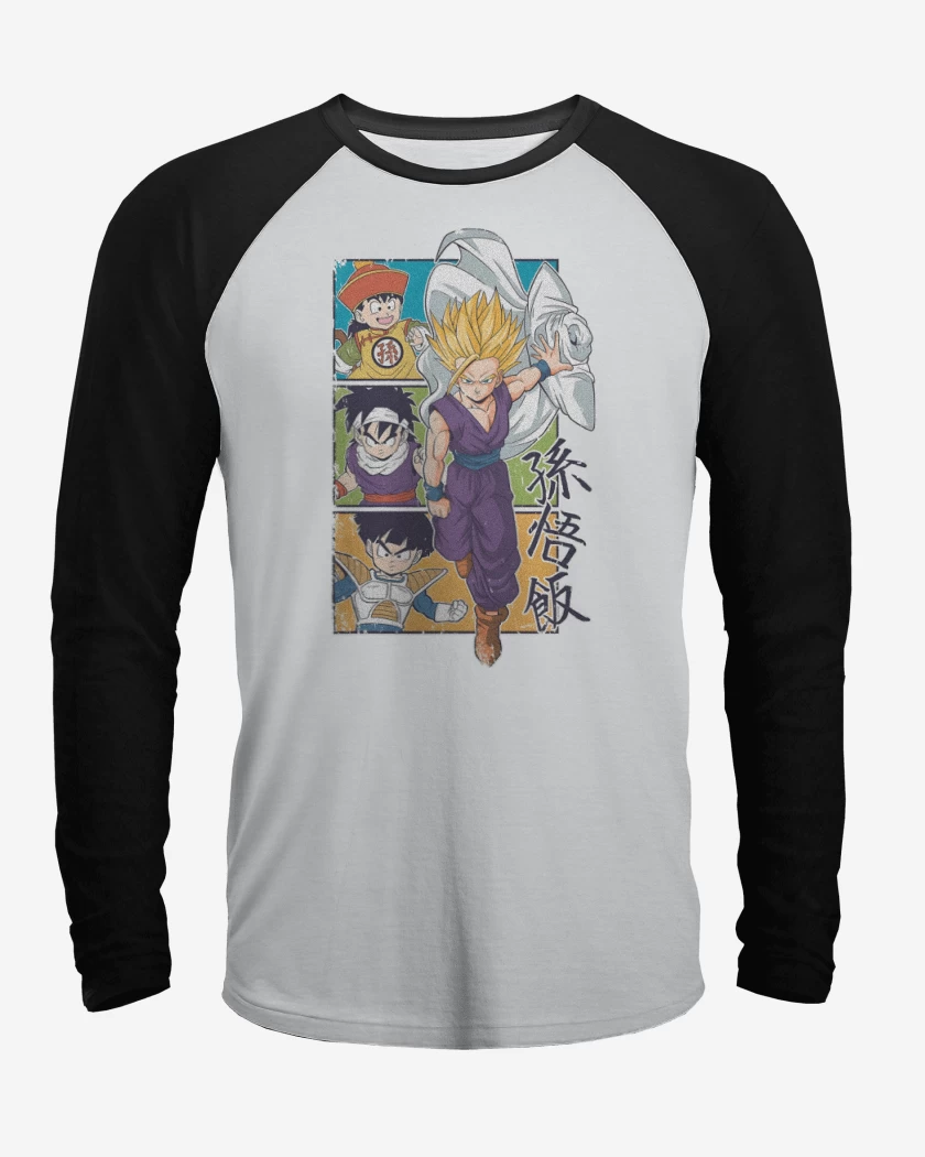 Polera Raglan Blanco / Negro de Son Gohan 