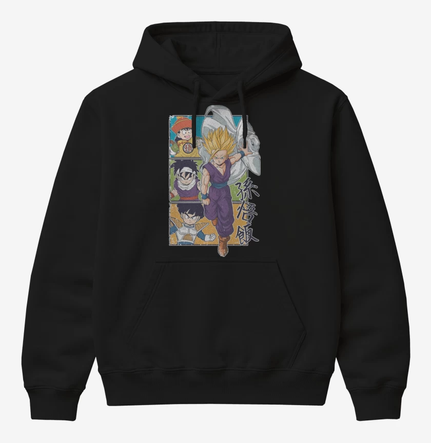 Poleron Canguro básico Negro de Son Gohan 