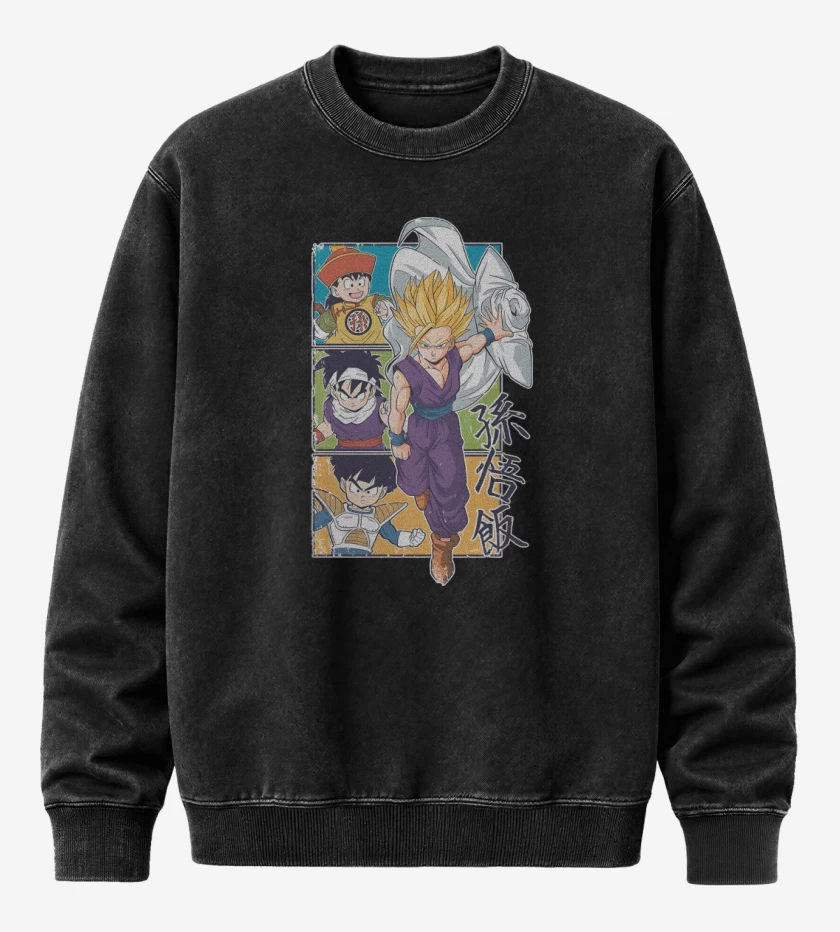 Poleron Polo Acid Wash Negro de Son Gohan 