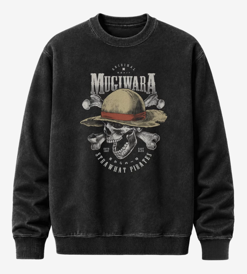 Poleron Polo Acid Wash Negro de Mugiwara