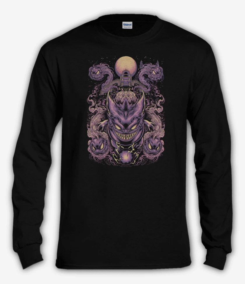Polera manga larga Negro de Fantasmas Monstruosos