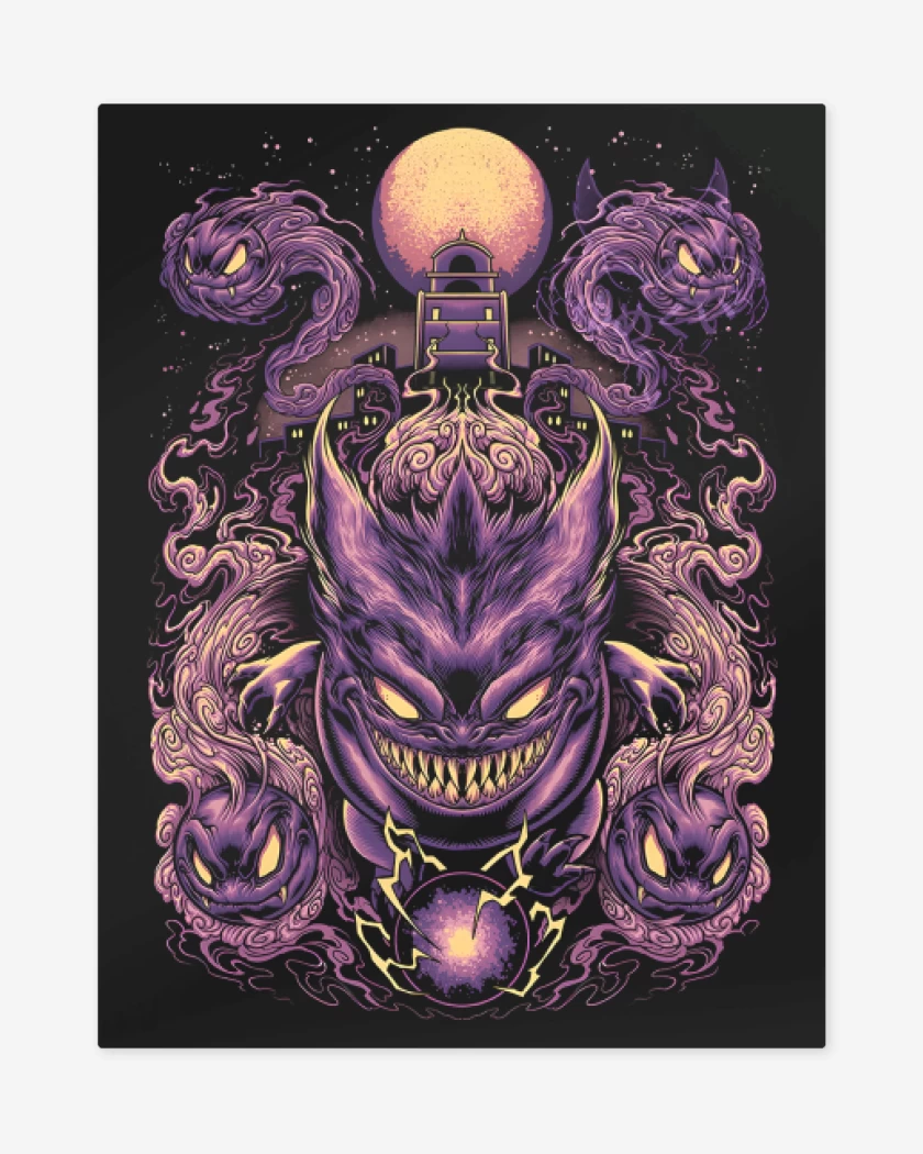 Print metalico Negro de Fantasmas Monstruosos