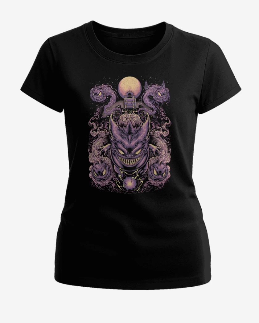 Polera de Mujer Negro de Fantasmas Monstruosos