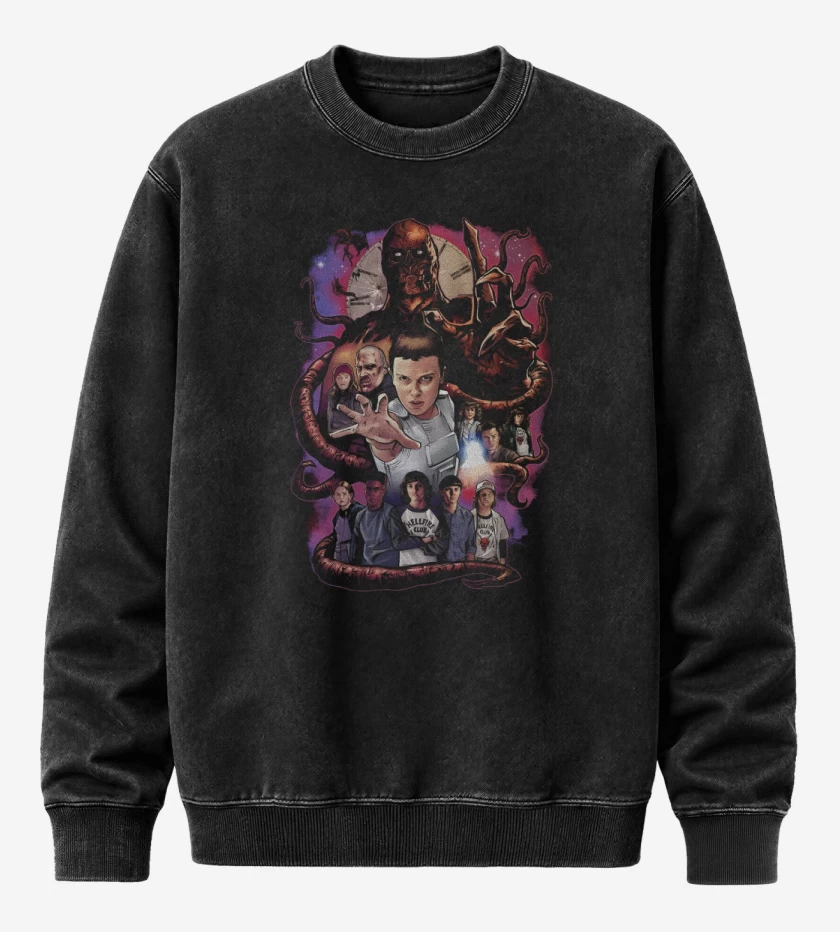 Poleron Polo Acid Wash Negro de Hawkins Things