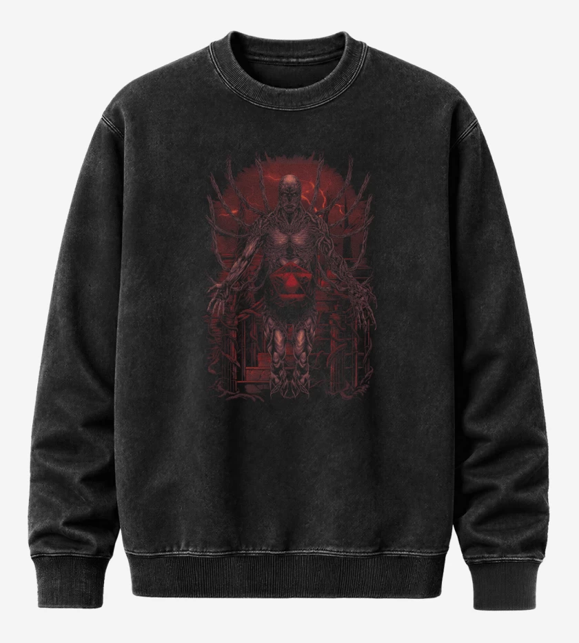 Poleron Polo Acid Wash Negro de La Hora de Vecna 