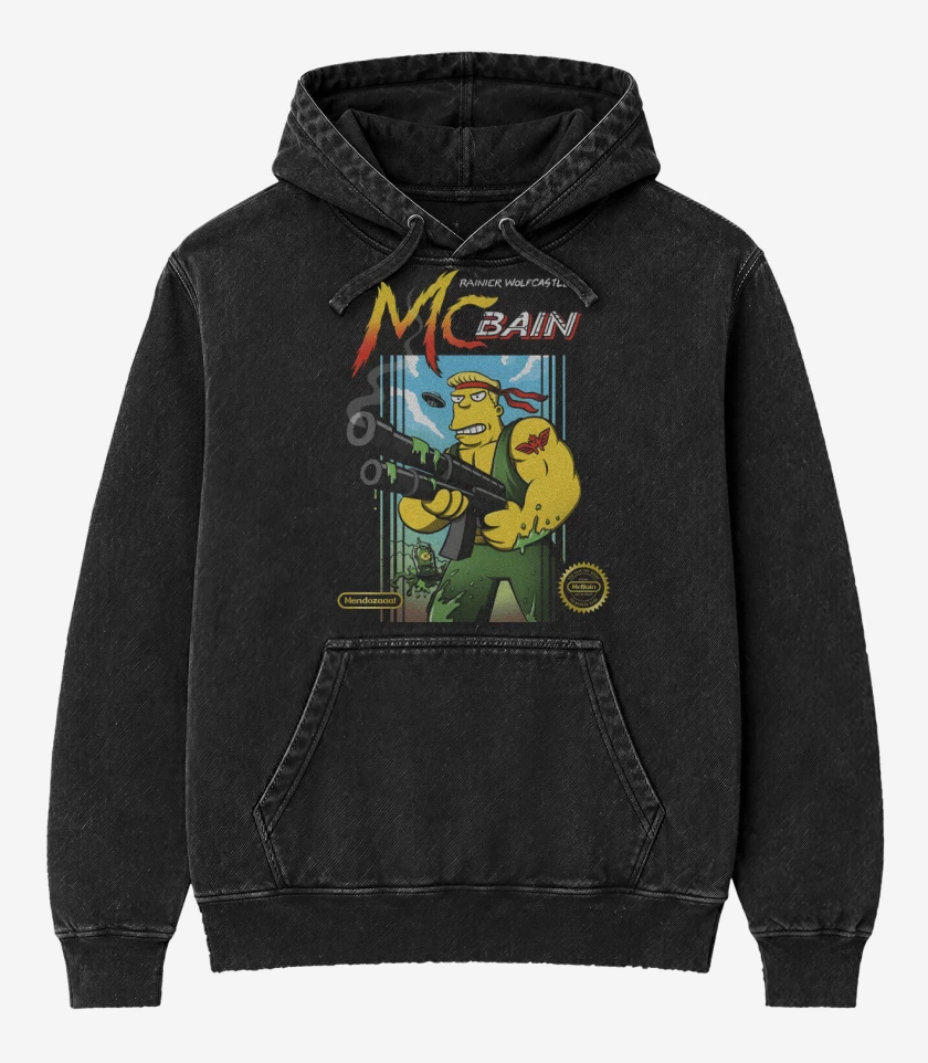 Poleron Canguro Acid Wash Negro de Mc Contra
