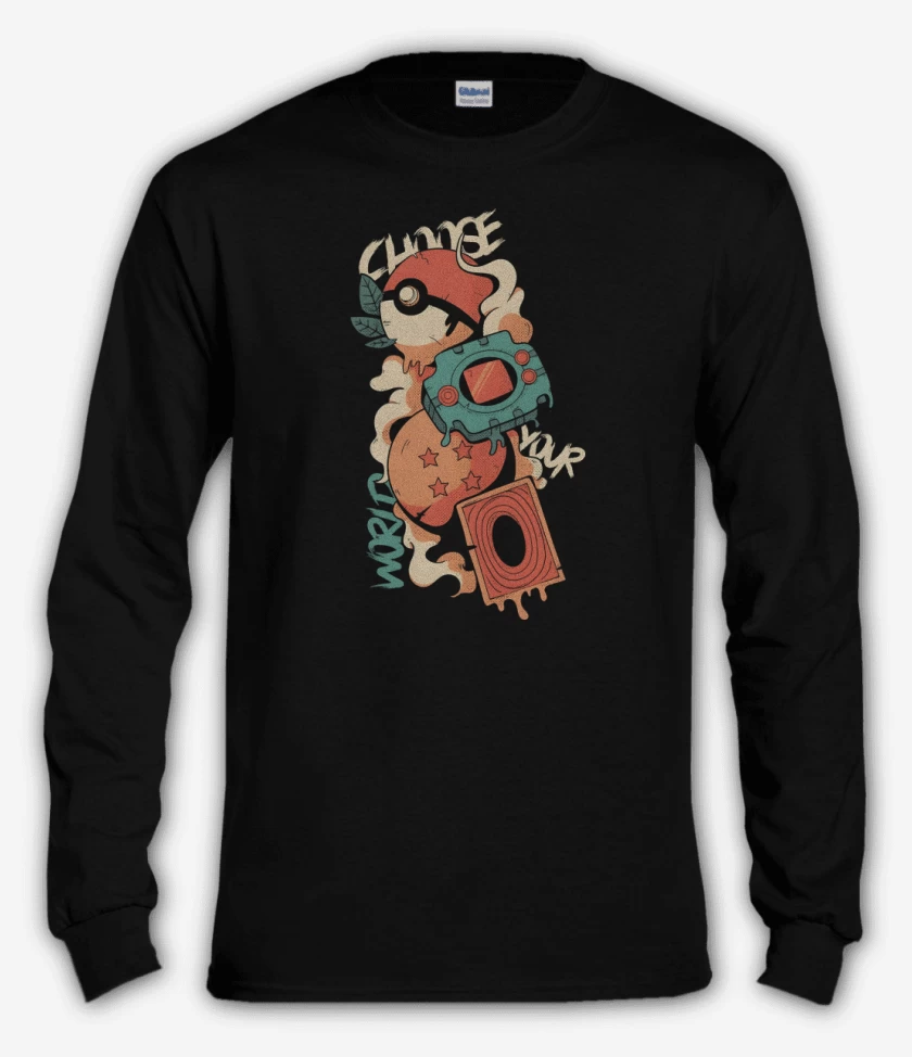 Polera manga larga Negro de Animes de Infancia