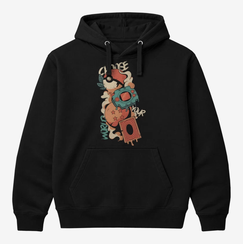 Polerón Canguro Negro de Animes de Infancia