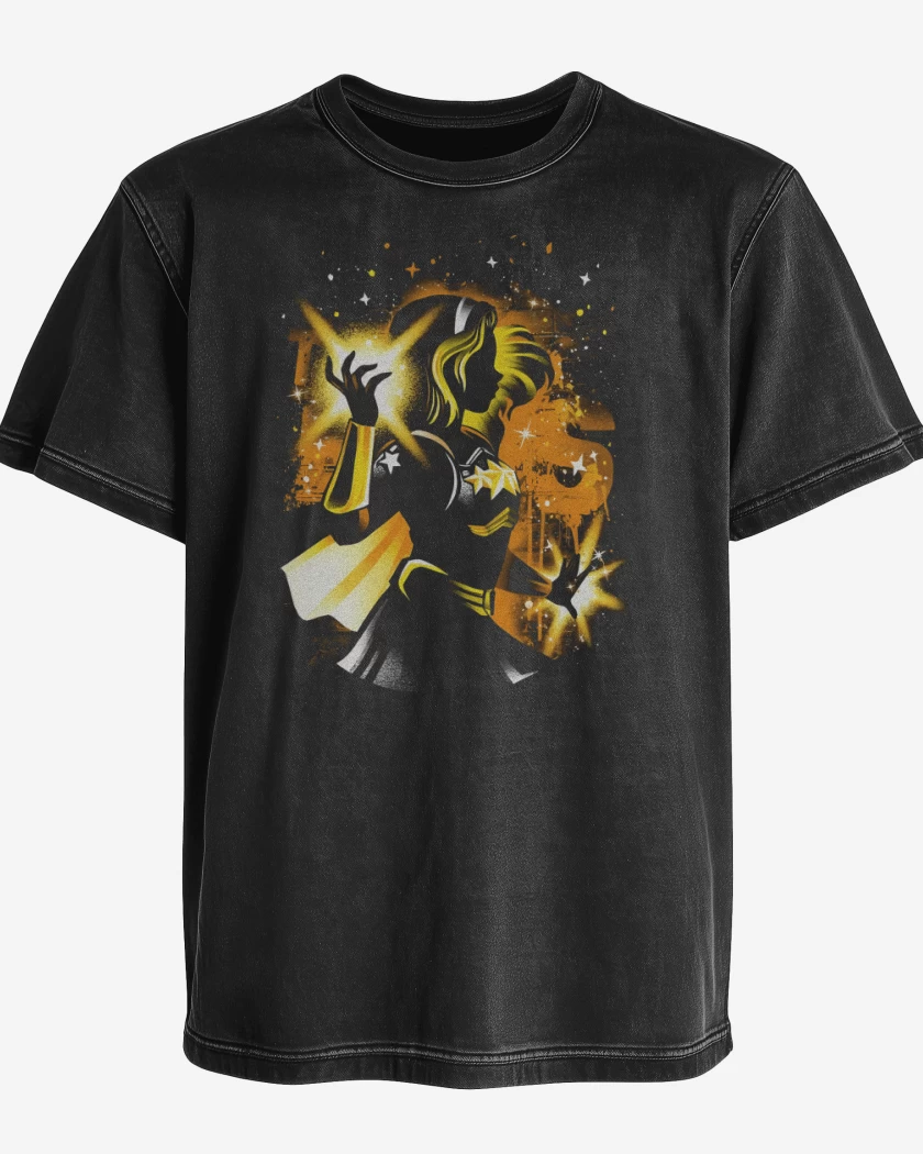 Polera desgastada Negro de Luz Estelar