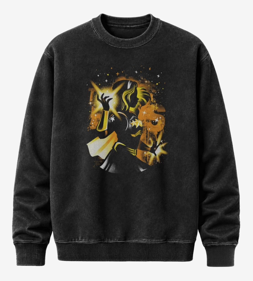 Poleron Polo Acid Wash Negro de Luz Estelar