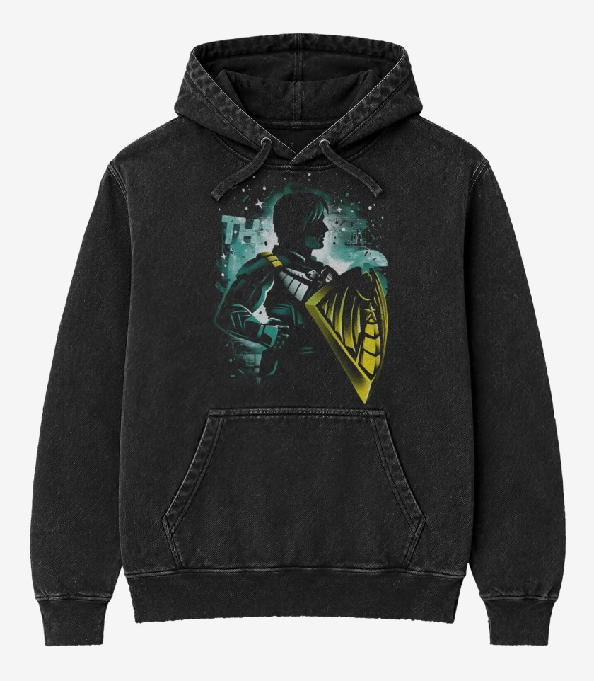 Poleron Canguro Acid Wash Negro de El Capo